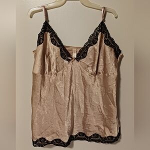 Cacique Satin Chemise with Black Lace Trim